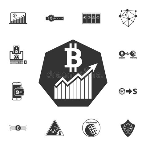 Bitcoin Grow Up Chart Icon Crypto Currency Set Icons Stock
