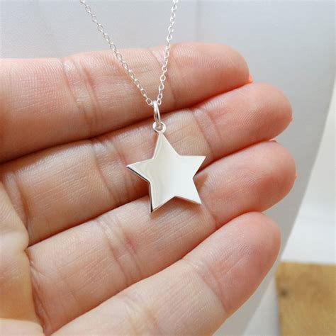 Sterling Silver Engravable Star Necklace