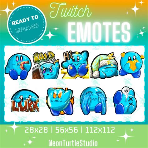 Twitch Emotes Blue Kirby Emotes 9 Pack Instant Download Etsy Uk