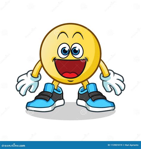 Excited Emoticon Mascot Vector Cartoon Illustration Stock Illustration