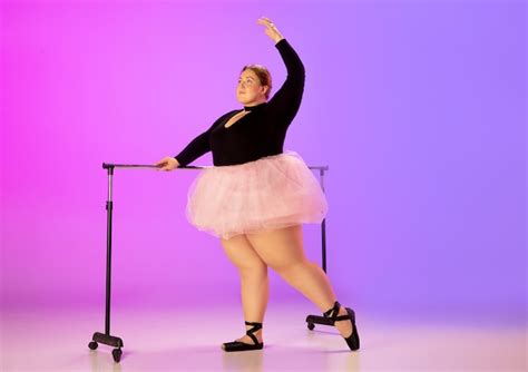 free photo beautiful caucasian plus size model practicing ballet