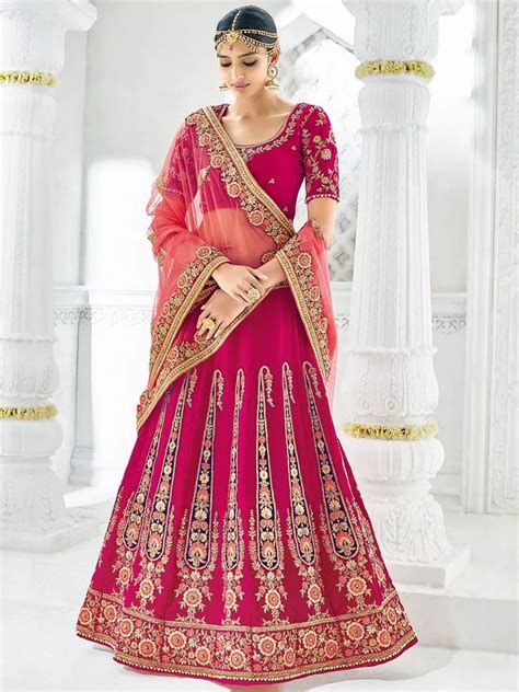 Magenta Banarasi Silk Embroidered Wedding Lehenga Choli Pink Lehenga Lehenga Choli Online