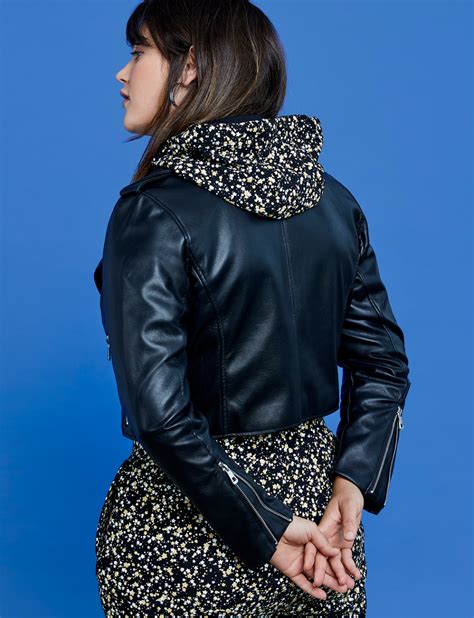 R29 X Eloquii Faux Leather Cropped Moto Jacket Women S Plus Size Coats Jackets Eloquii