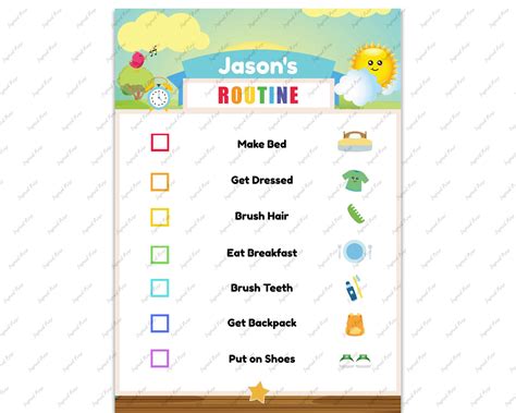 Editable Morning Routine Chart Checklist With Name Blue