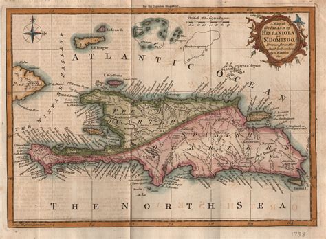 Map Of The Island Of Hispaniola Modern Day Haiti And Dominican Republic