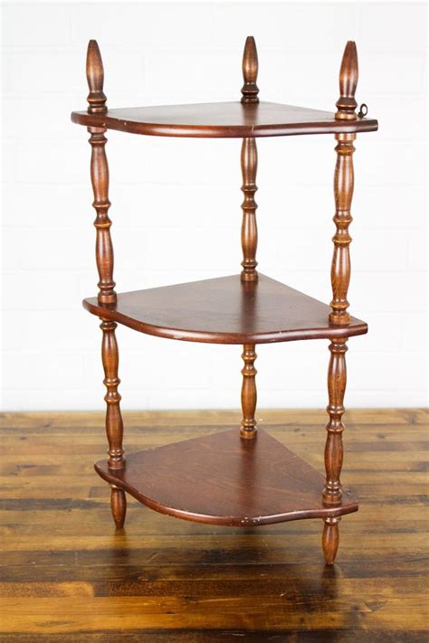 Put the expedits in place in a corner. Vintage Wood Corner Shelf with 3 Shelves Standing or ...