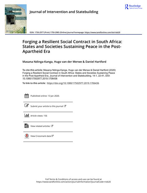Pdf Forging A Resilient Social Contract In South Africa States And