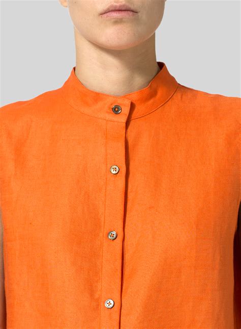 Jacquard Linen Mandarin Collar Vest Plus Size