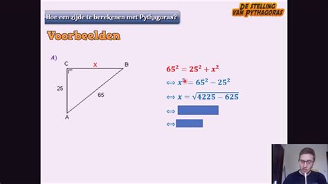 De stelling van Pythagoras 5. Een zijde berekenen met Pythagoras  YouTube