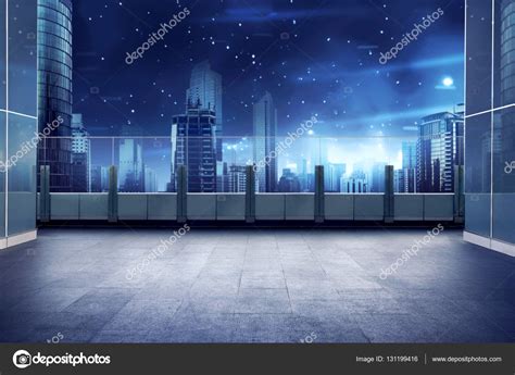 Roof Top Balcony With Cityscape Background Stock Photo By ©leolintang