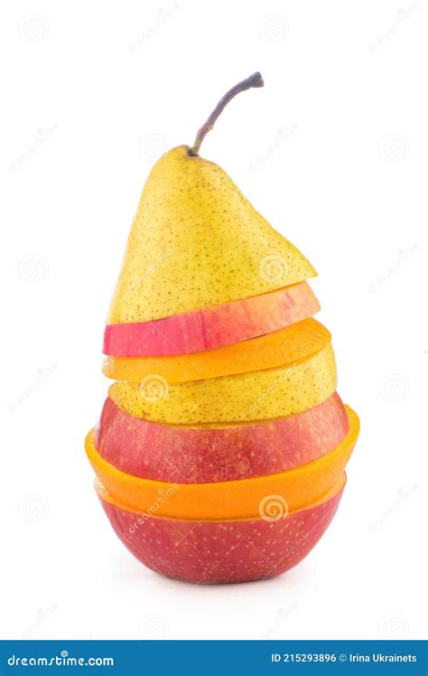 Flying Slices Of Fruit Apple Pear Orange Stock Photo Image Of Diet