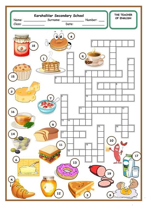 Breakfast Food Crossword Crossword Puzzle Wizardry