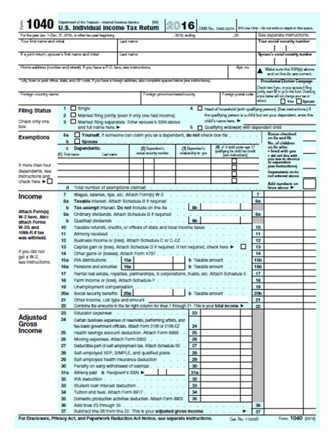 2016 1040 Tax Form Pdf