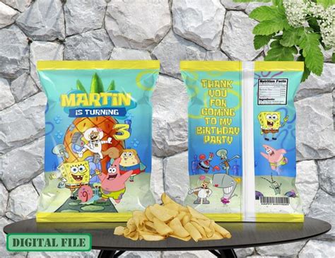 Spongebob Chip Bags Spongebob Favors Spongebob Birthday Etsy