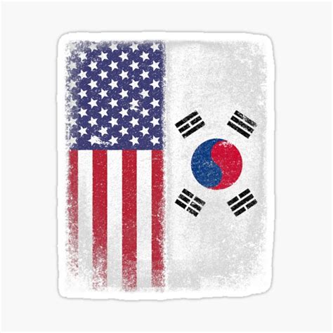 South Korean American Flag Sticker By Fultond Redbubble