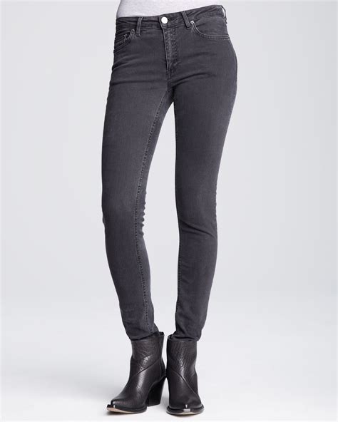 Lyst Acne Studios Cropped Mid Rise Skinny Jeans Faded Black In Black