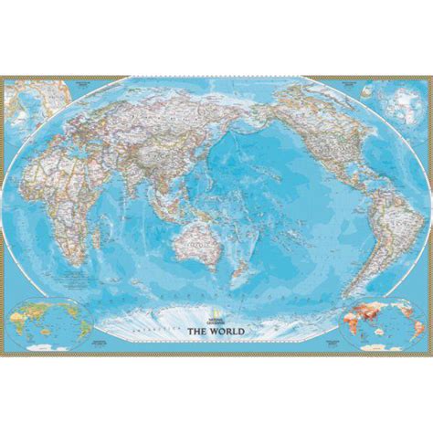 National Geographic Mappa Del Mondo Planisfero Classico Centrato Sul