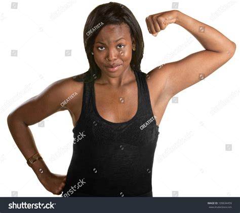 Smiling Black Woman Flexes Her Bicep Stockfoto 109634459 Shutterstock