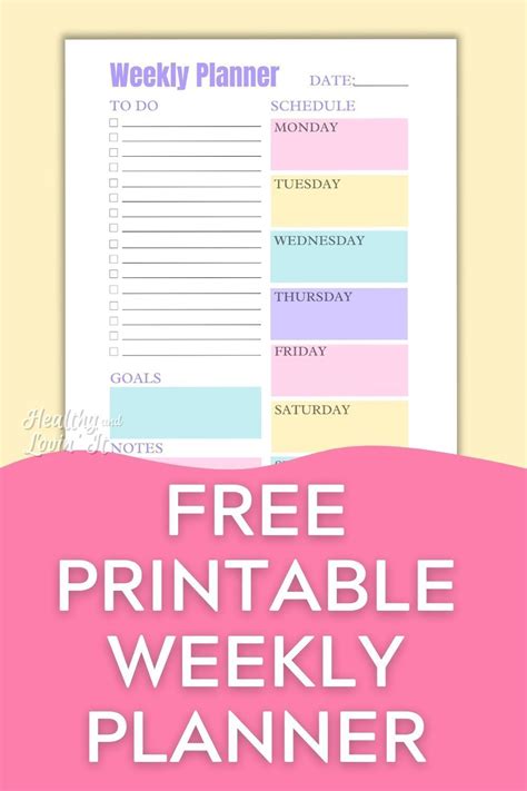 Get This 7 Day Weekly Planner Free Printable It Has A Cute Vertical