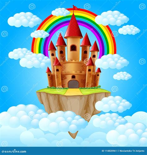 El Castillo Sobre Una Nube Ilustración Del Vector Ilustración De