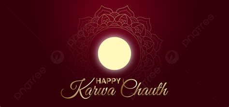 Beautiful Happy Karwa Chauth Background With Full Moon And Mandala
