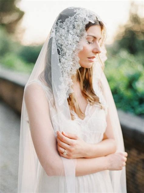 Bridal Veil Laceveil Mantilla Veil Lace Crystal Beaded Wedding Veil