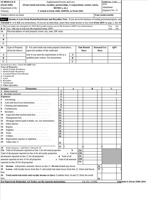 Solved Complete The Schedule E Form 1040 For The Follow 1040 Form