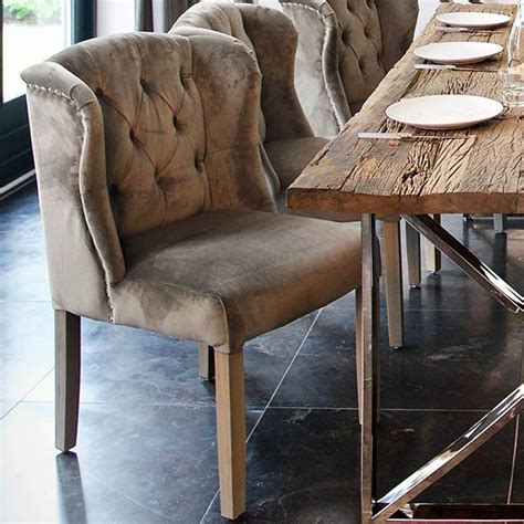 Luxe Macy Grey Upholestered Dining Chair | Grey upholstered dining
