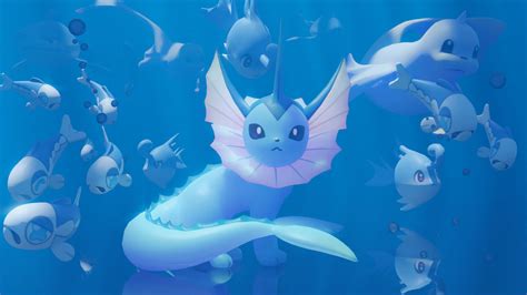 Pokemon Underwater Vaporeon Render Added Bubbles By Skypjverse On