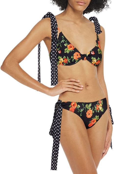 Caroline Constas Clem Knotted Printed Low Rise Bikini Briefs The Outnet