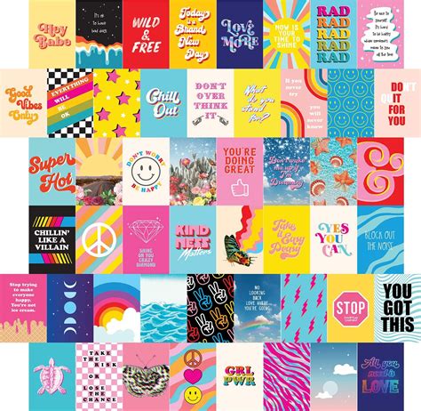 Artivo Bright Retro Wall Collage Kit Aesthetic Pictures 50 Set 4x6