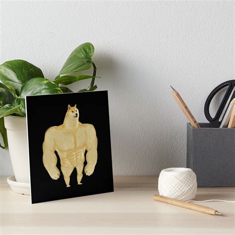 Doge Buff Muscle Bulk Big Dog Meme Abs Dog Shiba Inu Art Board Print