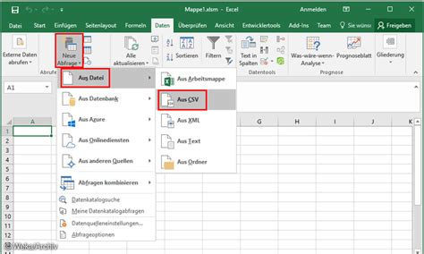 Excel 2016 Csv Datei Mit Abfrage Editor Importieren Connect Living