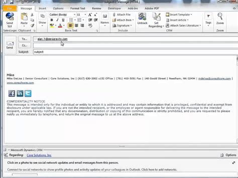 Send And Track Email To A Microsoft Dynamics Crm Contact Via Outlook