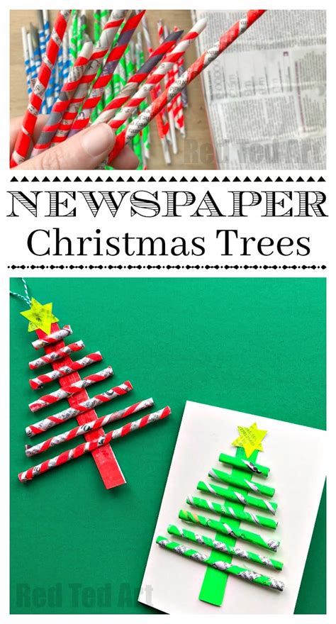 Newspaper Christmas Tree Ornaments Diy Red Ted Art Kids Crafts
