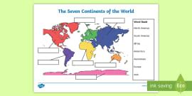 continents  oceans map teacher