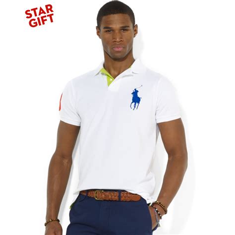 Polo Ralph Lauren Custom Fit Big Pony Mesh Polo Shirt In White For Men