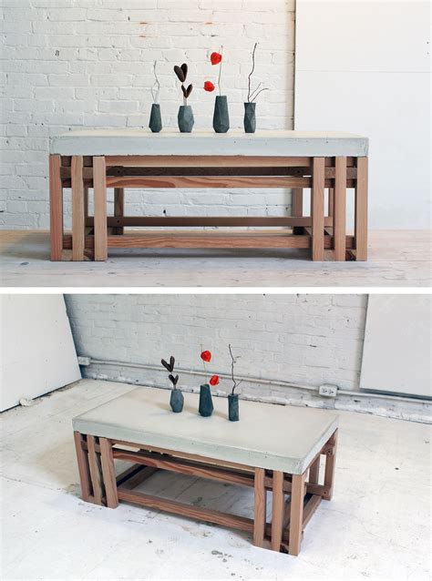 Just adjust your miter saw from zero to seven degrees for a few of the cuts, and you can create the splayed legs on this basic coffee table. Build your own concrete + wood coffee table! For step-by ...