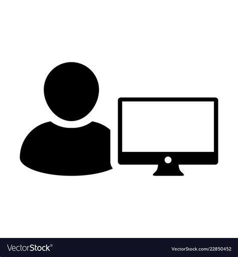Client Icon Male Person User With Computer Vector Image