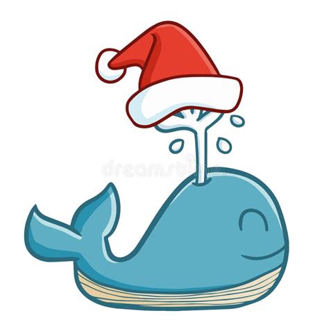 Funny And Cute Whale Wearing Santa S Hat And Smiling Stock Vector