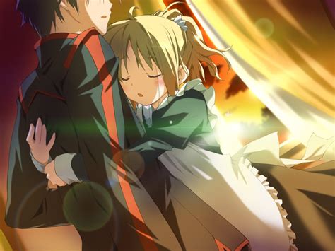 Wow, you're very good with anime! blonde hair blush crying happy magarette kokonoka maid minahase karin tears | konachan.com ...