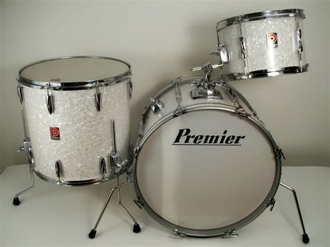 Vintage Premier Drums 1980 In White Marine Pearl With Chrome