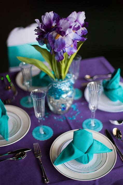 Maybe you would like to learn more about one of these? Peacock Wedding Table Setting | Turquoise wedding ...