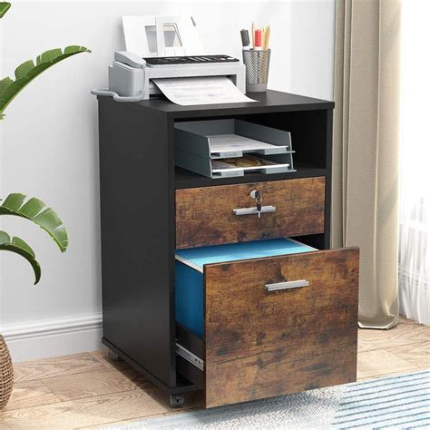 Tribesigns 2 Drawer Mobile File Cabinet With Lock Wood Modern Filing