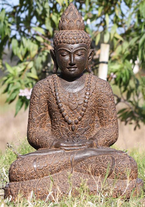 Sold Stone Meditating Buddha Statue Wearing Malas 25 102ls373