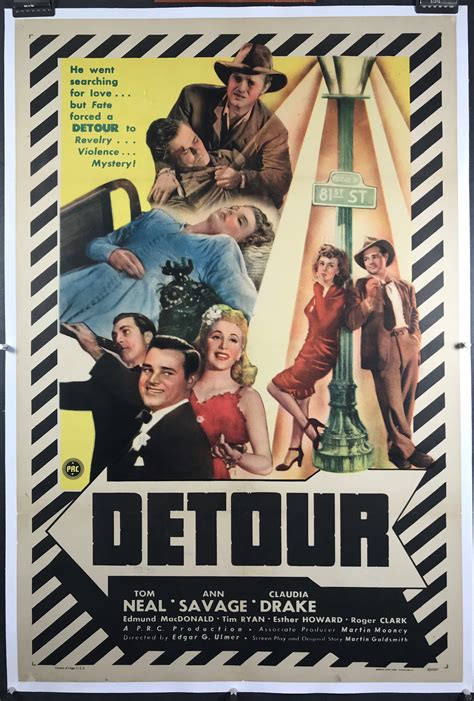 detour original vintage film noir movie poster directed by edgar ulmer original vintage movie