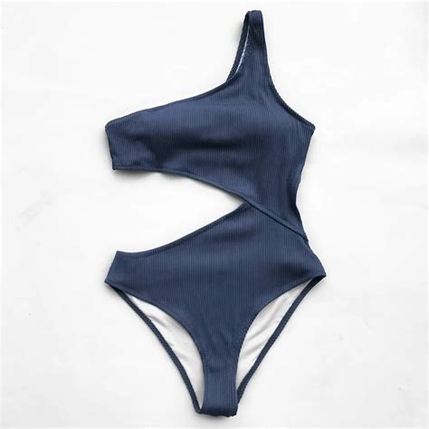 Cupshe Seaside Boulevard Solid One Piece Swimsuit One Shoulder Cutout Bikini Set Padded Cutout
