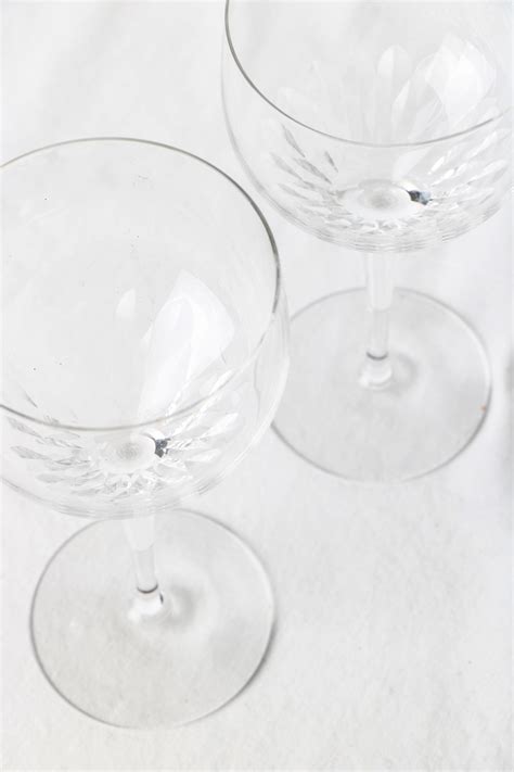 Hand Blown French Crystal Wine Glasses Set Of Seven Lambandnewt