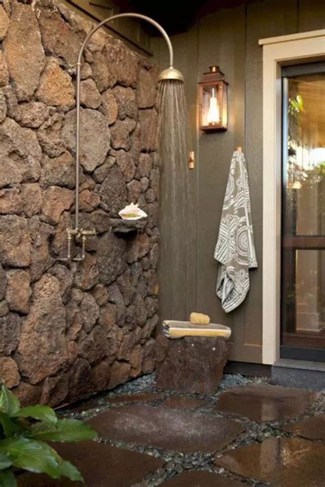 28 Best Outdoor Shower Ideas With Maximum Summer Vibes Outdoor Bathroom Design Stone Wall