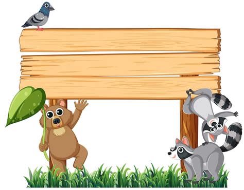 Free Vector Wild Animals Gather Around Signboard In Cartoon Illustration